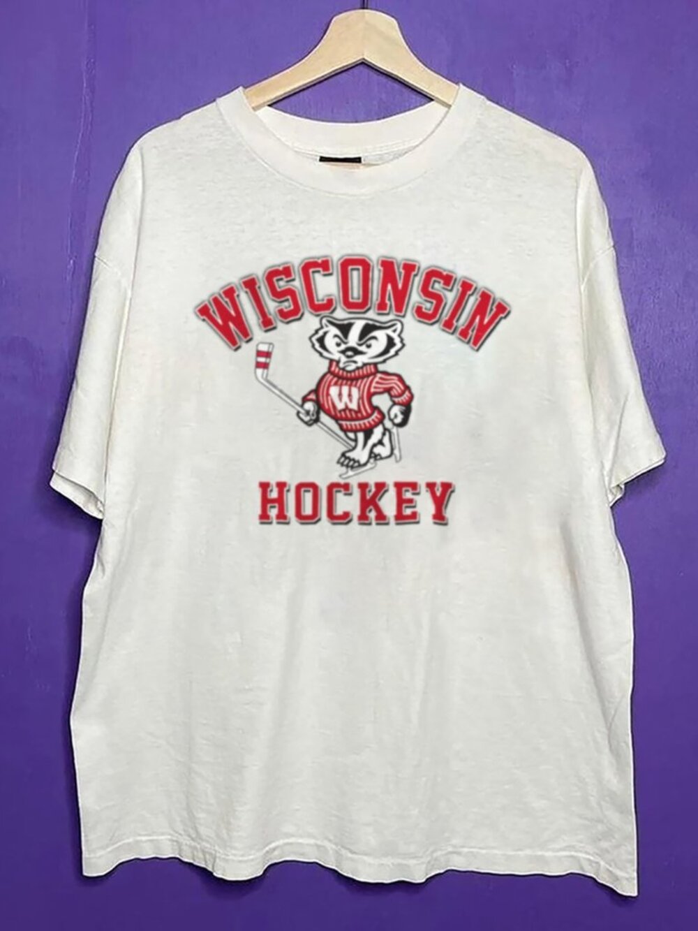 Vintage 90s Wisconsin Badgers Hockey Style Shirt, University of Wisconsin Shirt